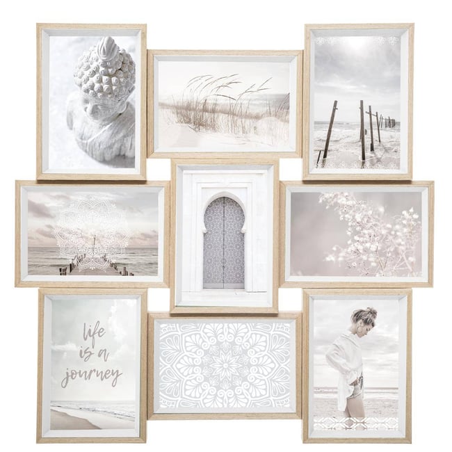 Pêle-mêle en bois 9 photos MOLY Couleur blanc <span itemprop=