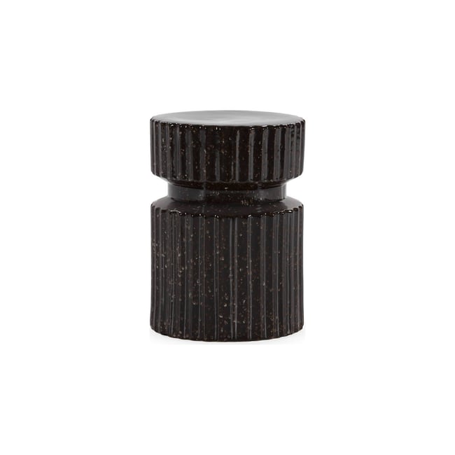 Tabouret céramique brillante relief strié Couleur marron foncé <span itemprop=