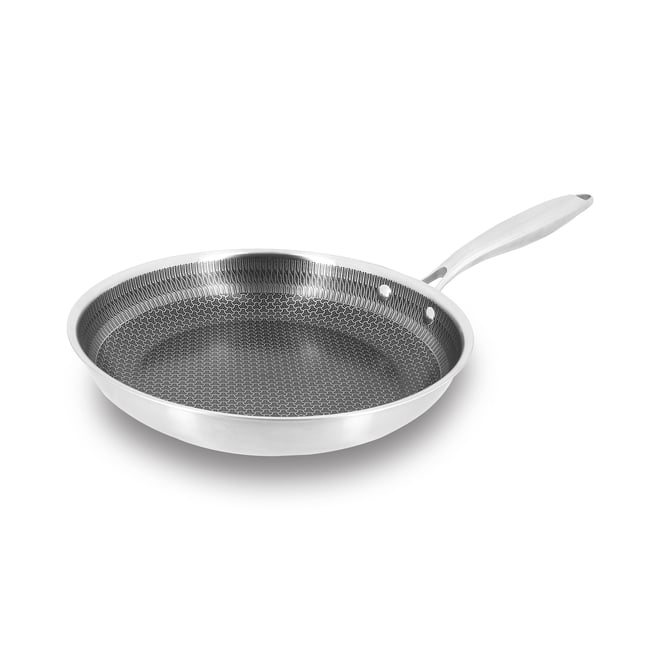 Poêle revêtu 24cm en acier inoxydable, TRINOX inox <span itemprop=