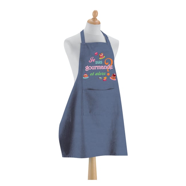 Tablier de cuisine Je suis gourmande jeans <span itemprop=