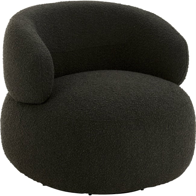 Fauteuil pivotant rond en bois et mousse Couleur noir profond texturé <span itemprop=