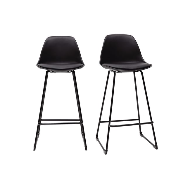 Tabourets de bar design pieds métal 65 cm (lot de 2) FRANZ Couleur noir <span itemprop=