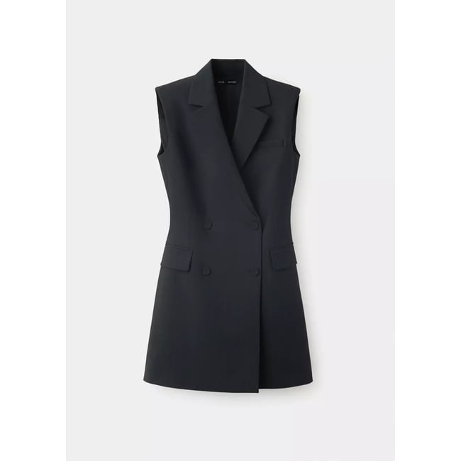 Robe à rayures tennis à revers de col noir <span itemprop=