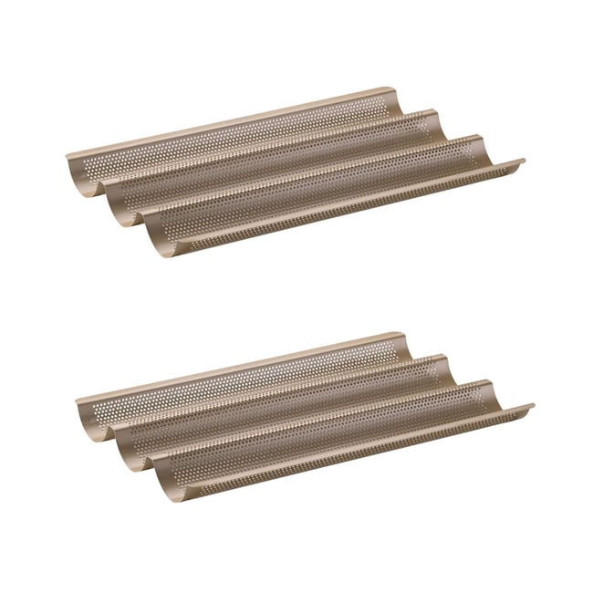 Lot de 2 moules à gâteaux 38,5/24,6/3 cm en acier MOJAVE GOLD or <span itemprop=