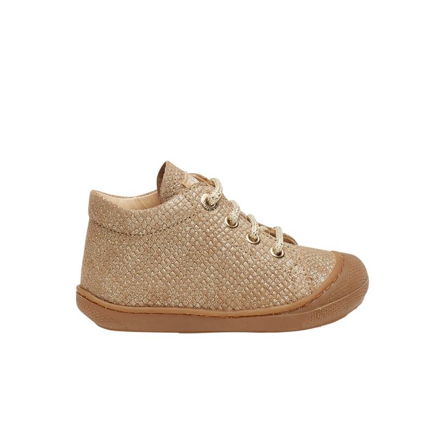 Chaussons Premiers Pas En Suède Lamé Cocoon platine <span itemprop=