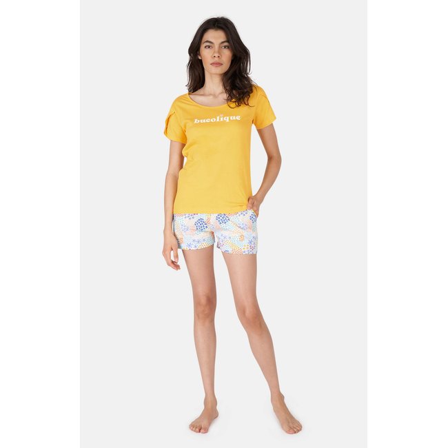 Pyjashort en coton imprimé Bucolique multicolore <span itemprop=