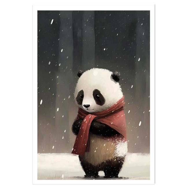 Affiche enfant panda sous la neige - HEXOA