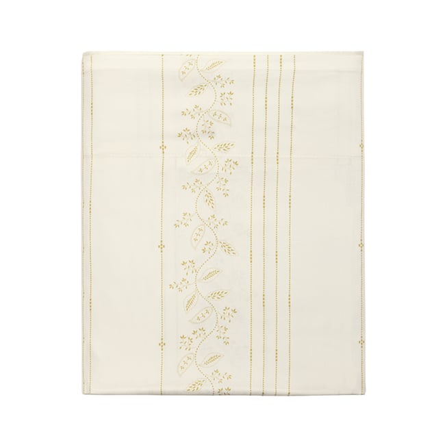 Drap plat imprimé en satin de coton bio, GALERIE blanc hermine <span itemprop=