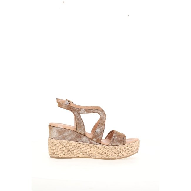 Sandali con zeppa in pelle tabacco MJUS