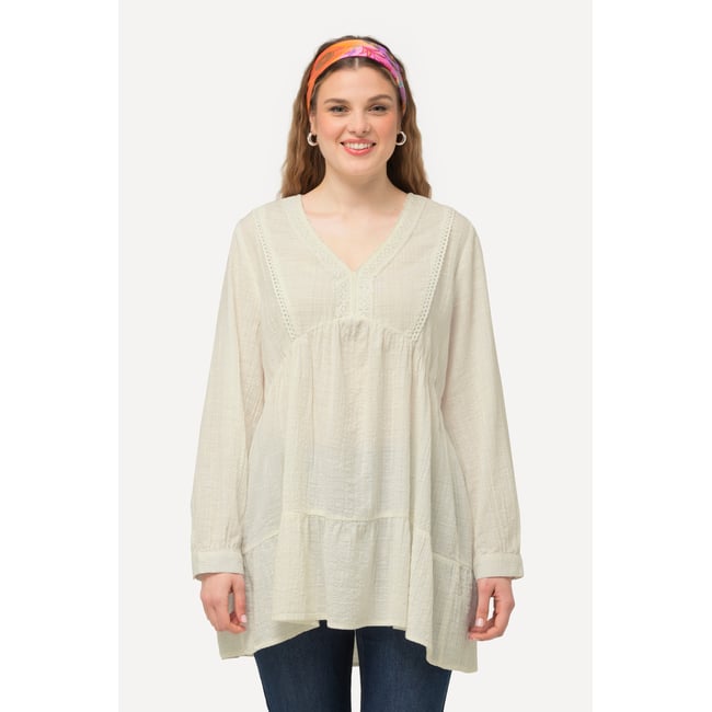 Tunique avec dentelle blanc neige <span itemprop=