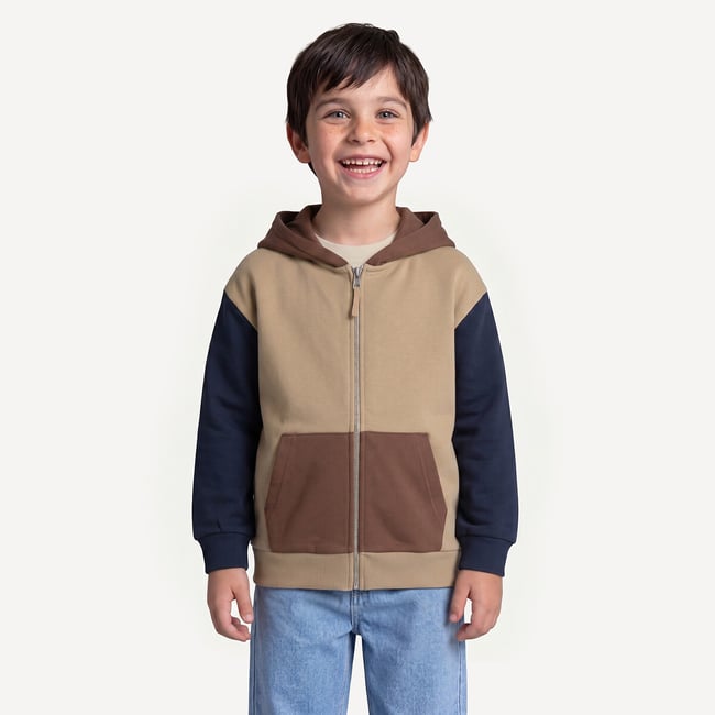 Felpa con cappuccio e zip, effetto color block, in felpa - LA REDOUTE COLLECTIONS