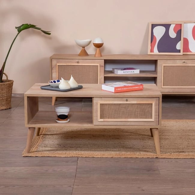 Кофейный столик с кромкой из ПФХ, Mount / Маунт цвет дуб SO'HOME