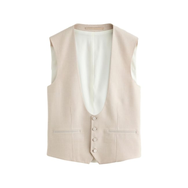 Gilet de smoking slim en flanelle naturel <span itemprop=