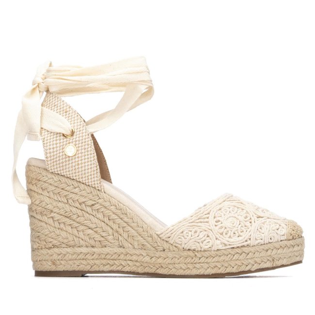 Chaussure Espadrilles Coin Décontractée Rubans beige <span itemprop=