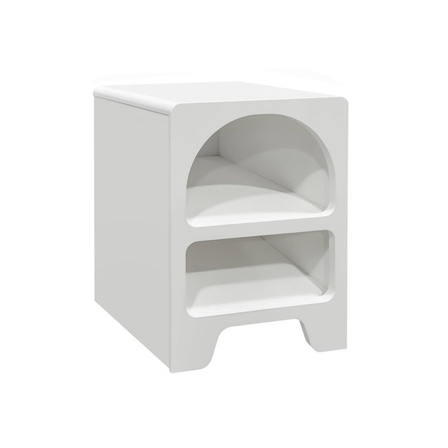 Table de chevet organique effet bois 2 niches THESSA Couleur blanc <span itemprop=