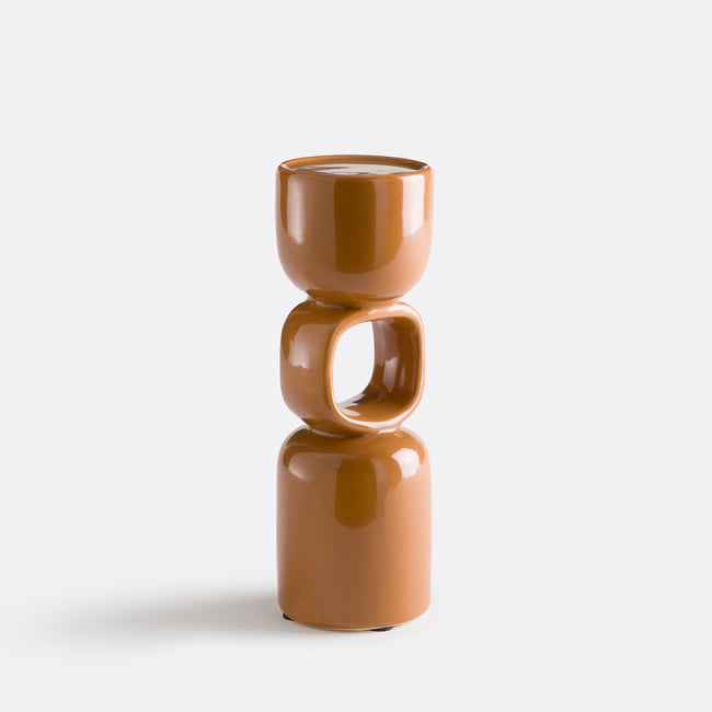 Candelabro escultórico de cerámica, altura de 25 cm, FOMEA terracota <span itemprop=