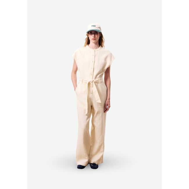 Combi-pantalon en coton CELESTIA beige crème <span itemprop=