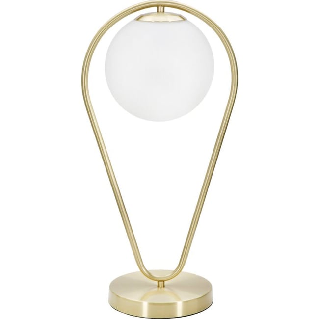 Lampe à poser en fer et verre globe GLAM Couleur doré et blanc <span itemprop=