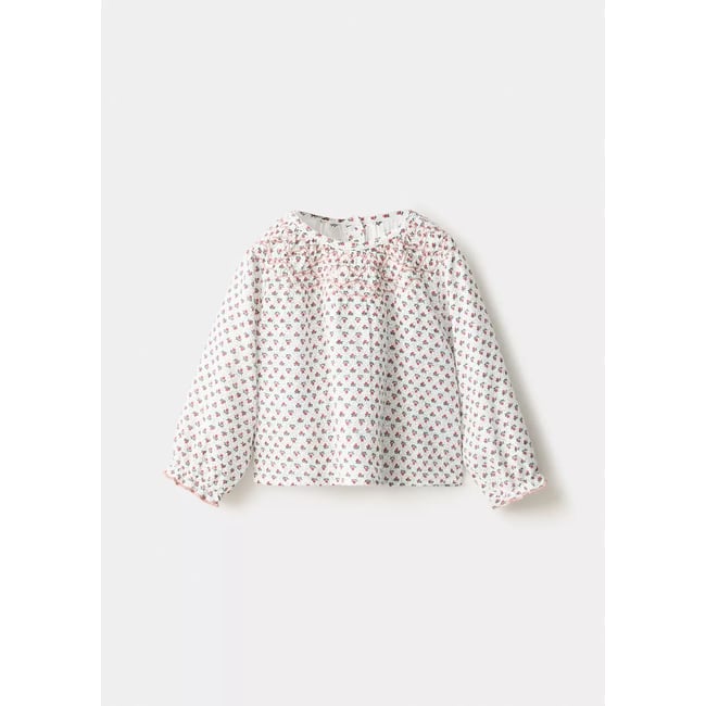 Blouse coton imprimé fleuri blanc cassé <span itemprop=