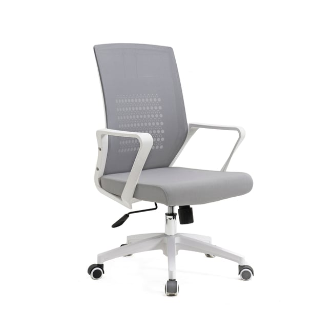 Fauteuil de bureau à roulettes en tissu, LUCA Couleur gris-blanc <span itemprop=