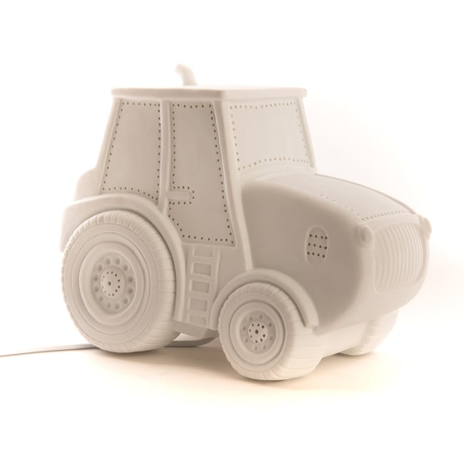 Lampe Tracteur  he en porcelaine 22 cm blanc <span itemprop=