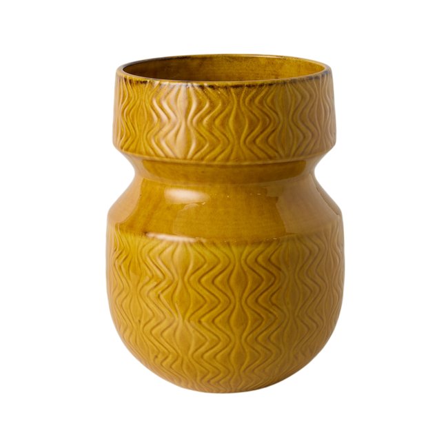 Vase céramique déco 26 cm - SILOE Couleur jaune <span itemprop=