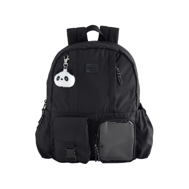 Sac à dos avec poche et porte-clés panda à pois noirs <span itemprop=