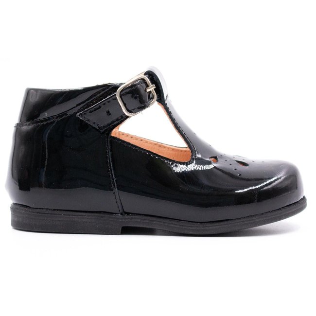 Chaussures premiers pas à boucle en cuir vernis CAROL vernis noir <span itemprop=