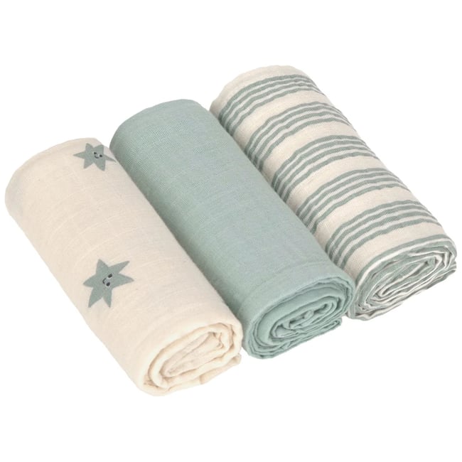 Lot de 3 langes vert, blanc <span itemprop=