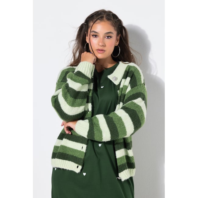 Cardigan oversized à motif rayé cactus <span itemprop=