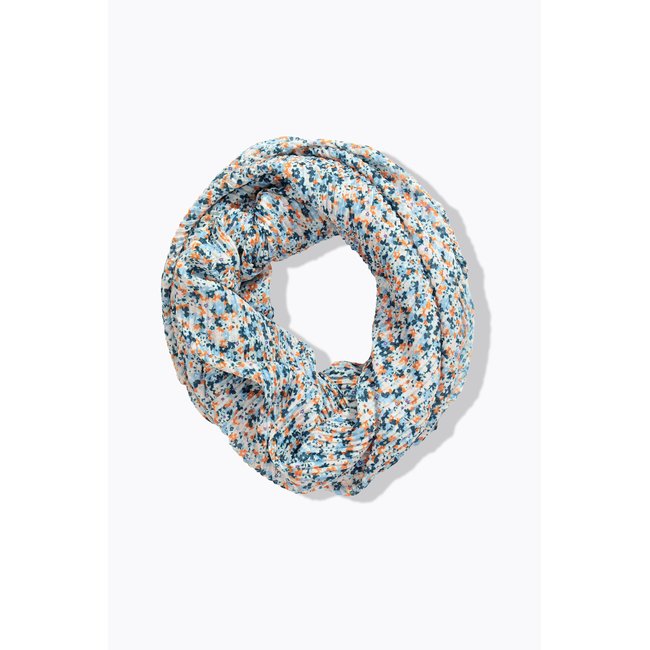 Foulard tubulaire à fleurs, avec jolis plis blanc cassé <span itemprop=