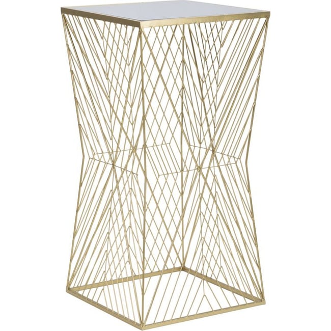 Table haute en fer ajouré plateau miroir GLAM Couleur doré <span itemprop=