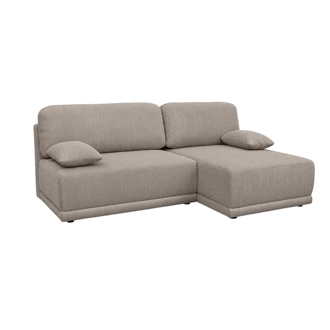 Banquette canapé d'angle droit convertible 3 places velours côtelé avec coffre NELSON - SWEEEK