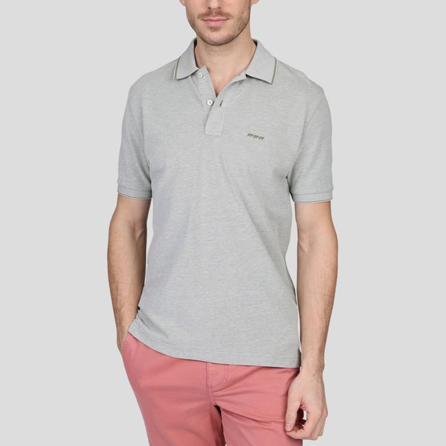 Polo chiné kaki clair <span itemprop=
