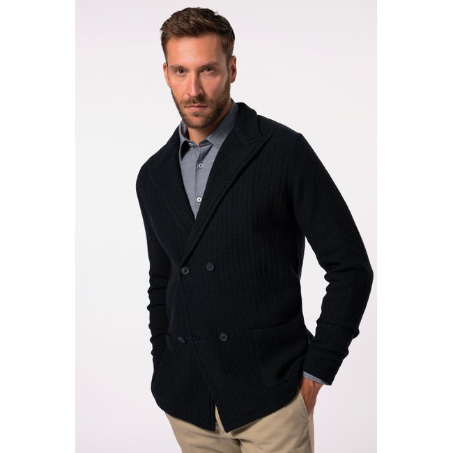 Veston en maille à double rangée de boutons bleu marine <span itemprop=