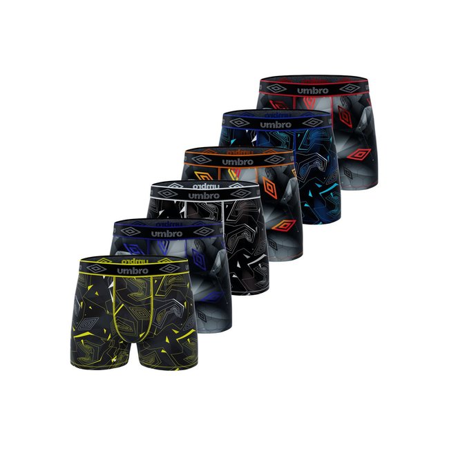 Lot de 6 Boxers microfibre noir/gris/rouge/bleu/jaune <span itemprop=