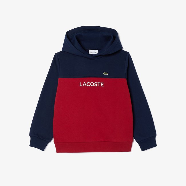 Sweat à capuche bleu marine/rouge <span itemprop=