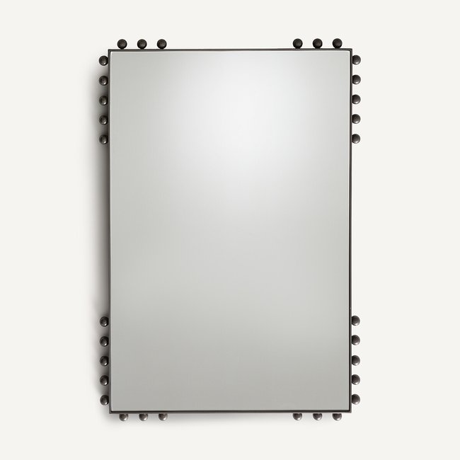 Miroir billes finition nickel laqué, H96 cm, Arama noir <span itemprop=