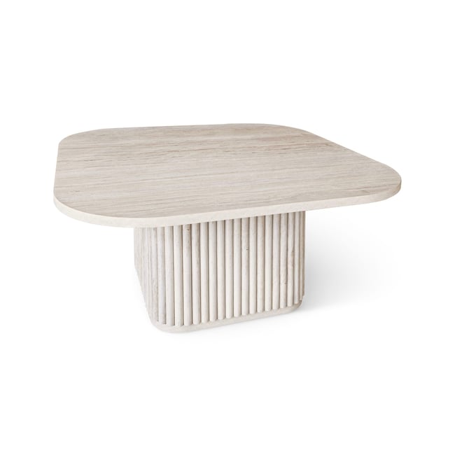 Table basse carré effet travertin, SUSAN Couleur naturel <span itemprop=