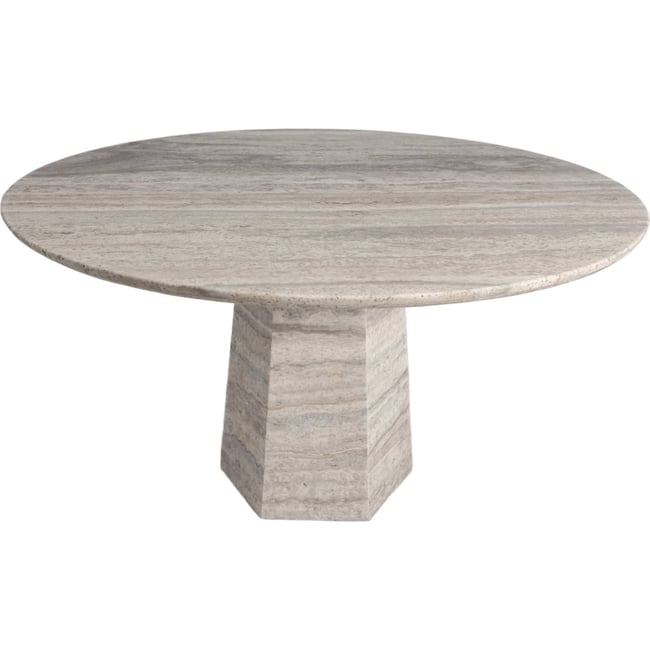 Table à manger ronde en travertin Couleur gris travertin <span itemprop=