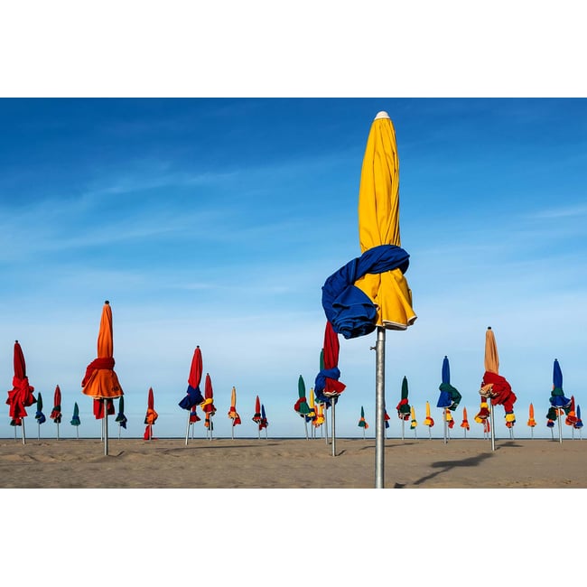 Tableau plage les parapluies de deauville - HEXOA