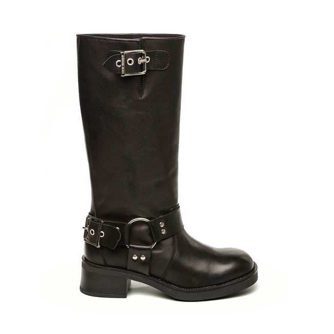Bottes motardes en cuir Beau noir <span itemprop=
