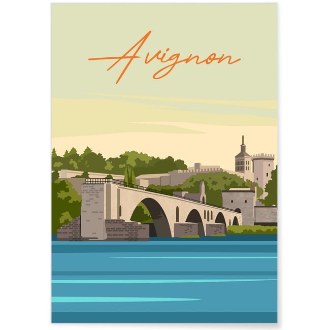 Affiche ville Avignon 2 Couleur blanc <span itemprop=