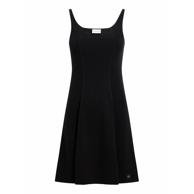 Vestido curto e largo em jersey preto <span itemprop=