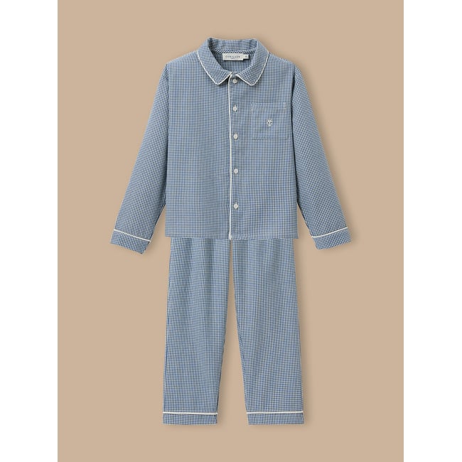 Pyjama vichy carreaux bleu <span itemprop=
