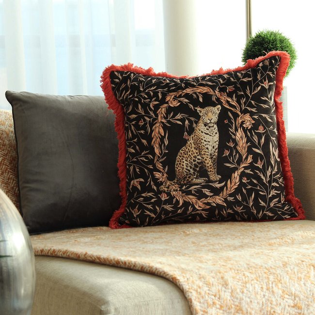 Kitraya Leopard Filled Cushion 50x50cm, paprika, PAOLETTI