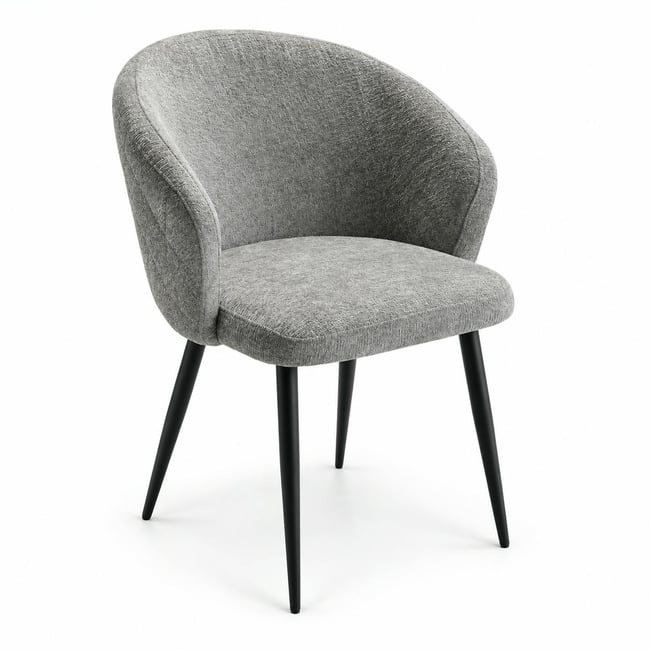 Chaise dossier rond tissu gris (lot de 2) IENA Couleur gris <span itemprop=