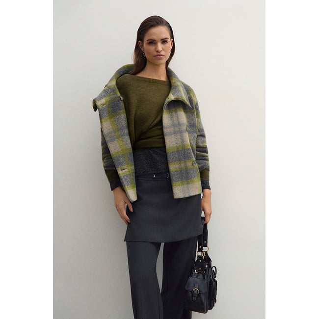 Manteau droit boutonné GCOMETECARREAU gris <span itemprop=