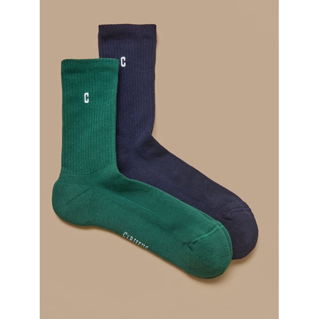 Chaussettes  : lot de 2 - Cyrillus X les 3 Tricoteurs marine / vert <span itemprop=