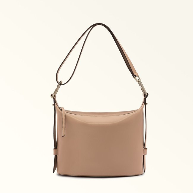 Sac hobo en cuir, NUVOLA M beige <span itemprop=